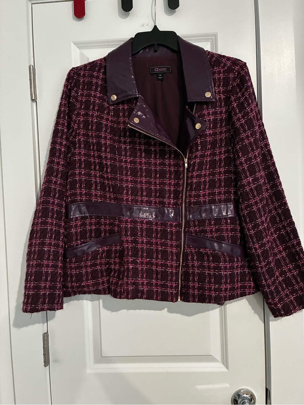 Christian Soriano Covington Women's Purple Plaid Tweed Zip Jacket